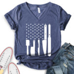 american chef t shirt v neck for women heather navy