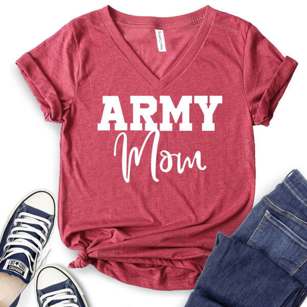 army mom t shirt v neck for women heather cardinal