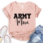 army mom t shirt v neck for women heather peach