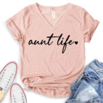 aunt life t shirt v neck for women heather peach