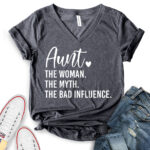 aunt the women the myth the bad influence t shirt v neck for women heather dark grey