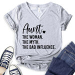 aunt the women the myth the bad influence t shirt v neck for women heather light grey