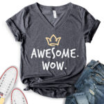 awesome wow t shirt v neck for women heather dark grey