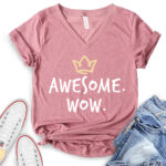 awesome wow t shirt v neck for women heather mauve