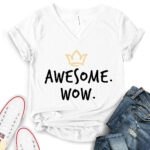 awesome wow t shirt v neck for women white
