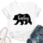 baby bear t shirt v neck for women white