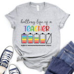 battery life of a teacher t shirt for women heather light grey