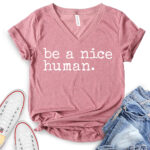 be a nice human t shirt v neck for women heather mauve