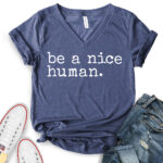 be a nice human t shirt v neck for women heather navy