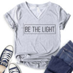 be the light t shirt v neck for women heather light grey