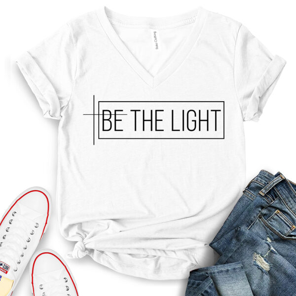 be the light t shirt v neck for women white