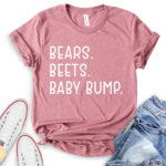 bears beets baby bump t shirt for women heather mauve