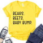 bears beets baby bump t shirt for women yellow