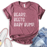 bears beets baby bump t shirt heather maroon