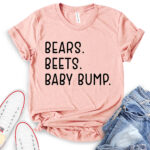 bears beets baby bump t shirt heather peach