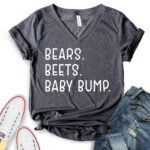 bears beets baby bump t shirt v neck for women heather dark grey