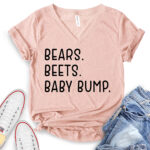 bears beets baby bump t shirt v neck for women heather peach
