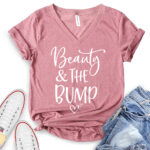 beauty and the bump t shirt v neck for women heather mauve