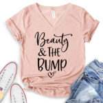 beauty and the bump t shirt v neck for women heather peach