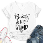 beauty and the bump t shirt v neck for women white