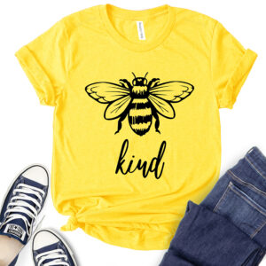 bee kind t shirt for women yellow