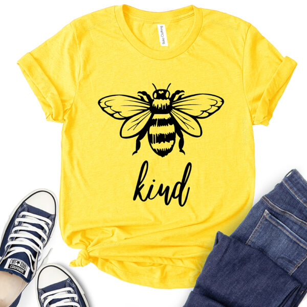 bee kind t shirt for women yellow