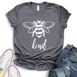 bee kind t shirt heather dark grey