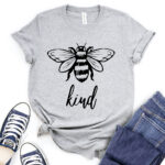 bee kind t shirt heather light grey