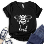 bee kind t shirt v neck for women black