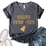 beekeeper t shirt v neck for women heather dark grey