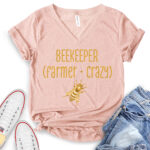 beekeeper t shirt v neck for women heather peach