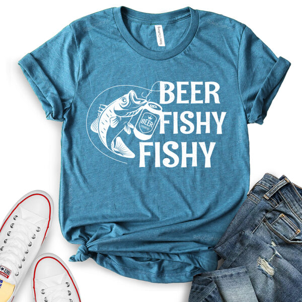 beer fishy fishy t shirt for women heather deep teal