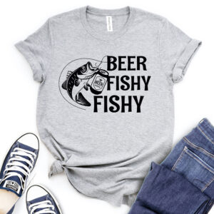 beer fishy fishy t shirt heather light grey