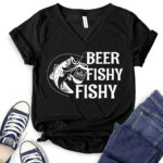 beer fishy fishy t shirt v neck for women black