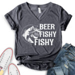 beer fishy fishy t shirt v neck for women heather dark grey