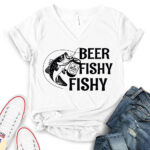 beer fishy fishy t shirt v neck for women white