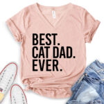 best cat dad ever t shirt v neck for women heather peach