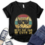 best cat dad t shirt v neck for women black