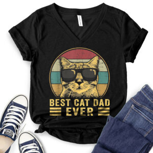 Best Cat Dad T-Shirt V-Neck for Women 2