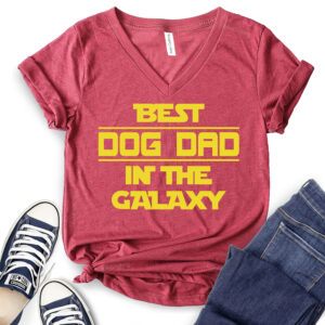 Best Dog Dad in The Galaxy T-Shirt V-Neck for Women