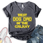 best dog dad in the galaxy t shirt v neck for women heather dark grey