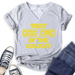 best dog dad in the galaxy t shirt v neck for women heather light grey