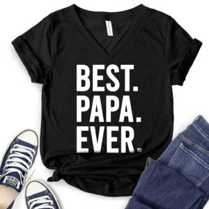 Best Papa Ever T-Shirt V-Neck for Women 2