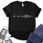bicycle heartbeat t shirt for women black
