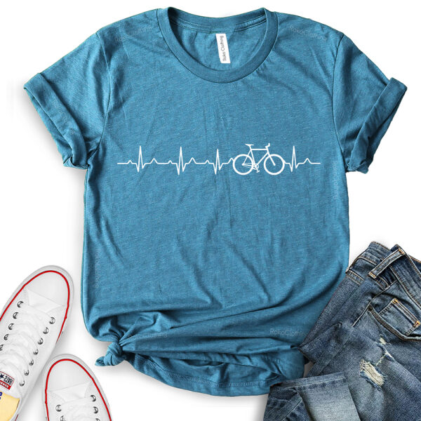 bicycle heartbeat t shirt for women heather deep teal