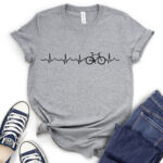 bicycle heartbeat t shirt for women heather light grey