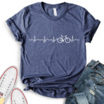 bicycle heartbeat t shirt for women heather navy