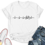 bicycle heartbeat t shirt for women white
