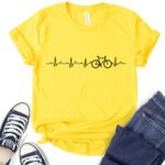 bicycle heartbeat t shirt for women yellow