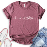 bicycle heartbeat t shirt heather maroon